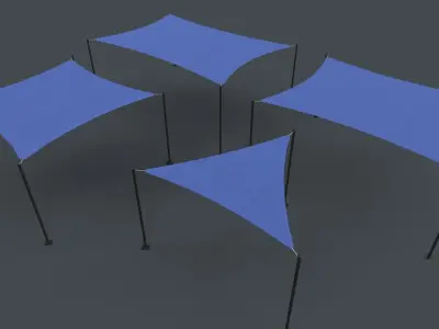 PBR Sun Shade Sails Low-poly 3D model
