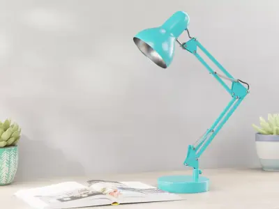 Desk Lamp Flexo Turquoise - PBR metal desk lamp 3D model