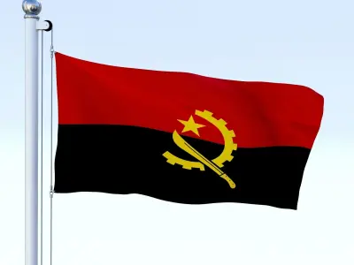 Animated Angola Flag Low-poly 3D model