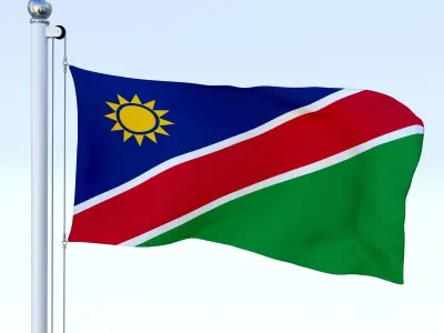 Animated Namibia Flag Low-poly 3D model