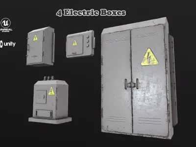 Electric Boxes Collection  Low-poly 3D model