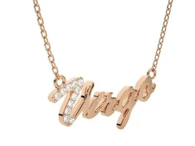 Virgo Zodiac Pendant Necklace 3dm stl render detail 3D print model