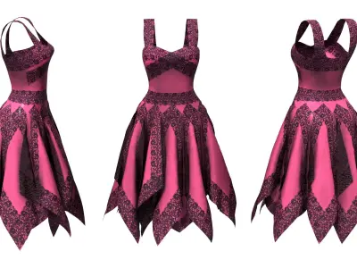 Fairy Evening Dress Low-poly 3D model
