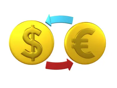 Currency Exchange Dollar To Euro Icon v1 004 Low-poly 3D model