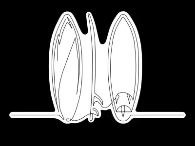 Minimalist Surfboard Set Neon Sign 3D model