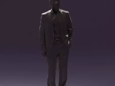 Man in full light blue suit strippet tshirt 0876 3D Print Ready 3D print model