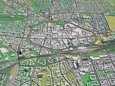 Dortmund Germany 30x30km 3D City Map 3D model
