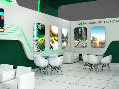 Booth Exhibition Stand Stall 5x10m Height 400 cm 2 Side Open 3D model