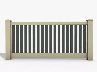 Wooden Fence Low-poly 3D model 7