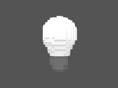 Voxel Light Bulb v1 001 Low-poly 3D model