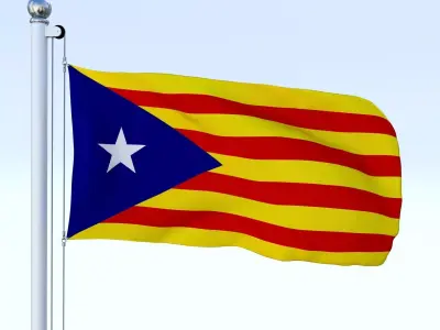 Animated Catalonia Flag Low-poly 3D model