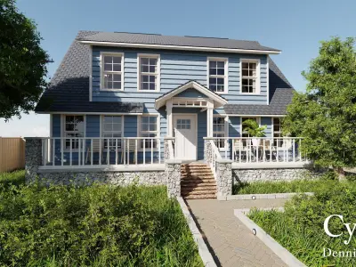 Modular Classic Style American House 11 Low-poly 3D model