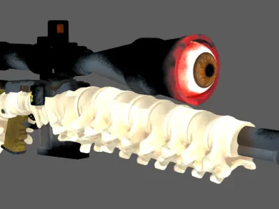 Personalized one eyed horror sniper rifle Low-poly 3D model