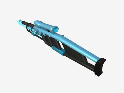 SciFi Sniper Gunblade A02 Black Blue - Fiction Weaponry Low-poly 3D model