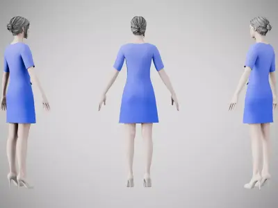 Dress 37 Very Light Blue With Design Low-poly 3D model