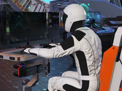 Astronaut at a Sci-Fi Computer 3D model