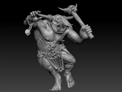 A GRAND WARHAMMER MINOTAUR MINIATURES DESIGN 3D print model