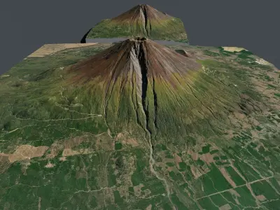 Mountain landscape stratovolcano Fujiyama 3776m  Honshu Japan  3D model