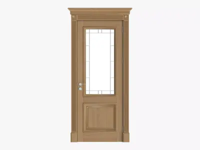 Door classic with glass 01 3D model