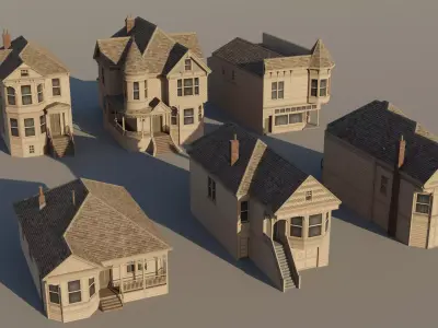American Queen Anne Houses - Classic US Pack Low-poly 3D model