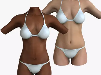 White and African American Female Torso 3D model