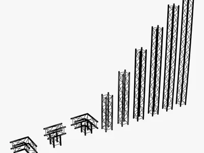 Light Duty Square Truss Collection - 9 PCS Modular 3D model