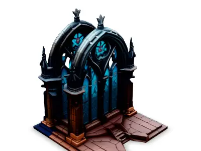 Gothic Arch Window Stained Glass Low-poly 3D model