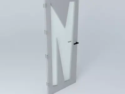 Letter N 3D door very detail with glass lock and hinger Free 3D model