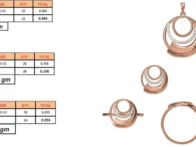 Light Minimalist Diamond Ring Earrings Pendant Set 3D print model