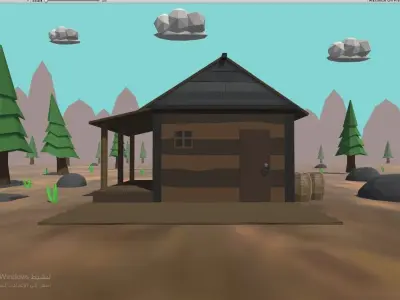 Woods cabin in Low-poly 3D model