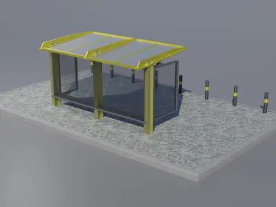 Bus stop Low-poly 3D model