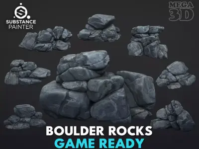 Low poly Boulder Rock 230412 Low-poly 3D model