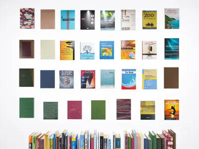 Mini Library  39 books Low-poly 3D model