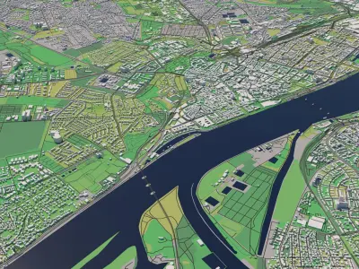 Mainz Germany 30x30km City Map 3D model