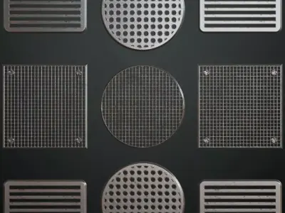 Multi-Pattern Industrial Wire Mesh Grill PBR Seamless Texture