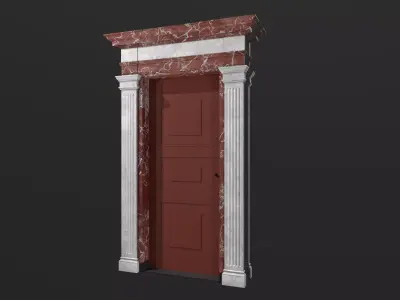 Marble doorframe with door Low-poly 3D model