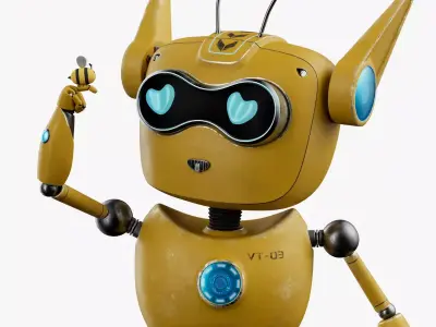 3D Robotic Character ROBO CAT WITH RIG Low-poly 3D model