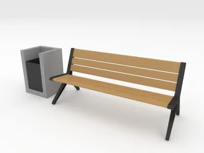 Bench Park 30 Low-poly 3D model