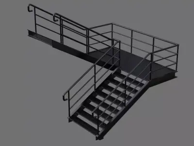Stair 1A Low-poly 3D model