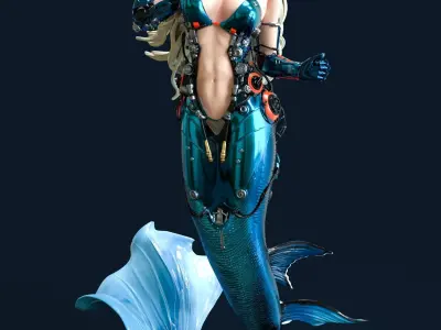 Sci-FI Mermaid - 3D print ready 3D print model