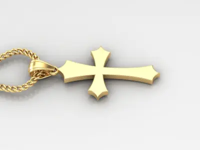Light Gold 18K Cross Pendant 1CP039 3D print model