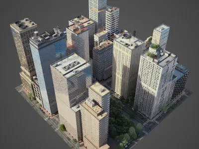 Realistic City District C6-C16 3D model