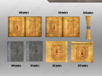 Magic Books Low-poly 3D model