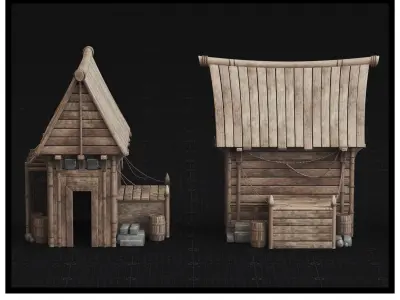 Medieval Building 3D Model - PBR Textures Low-poly 3D model