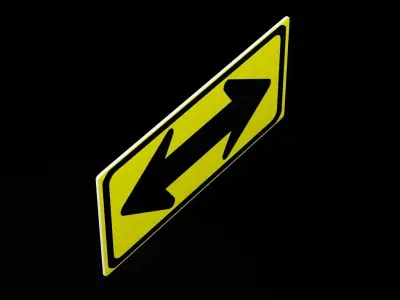 Street Sign Rectangle Double Wide Low-poly 3D model