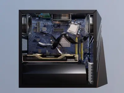 gaming pc with graphics card 3D model