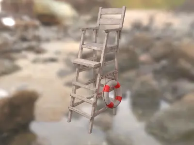 Lifeguard Chair Low-poly 3D model