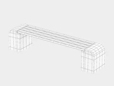 Concrete Wood Bench 3D model
