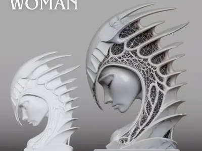 Futuristic Helmet Head STL Modern Sculpture Design 3D print model