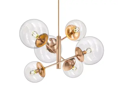 Untitled five light brass chandelier with clear glass globes 3D model